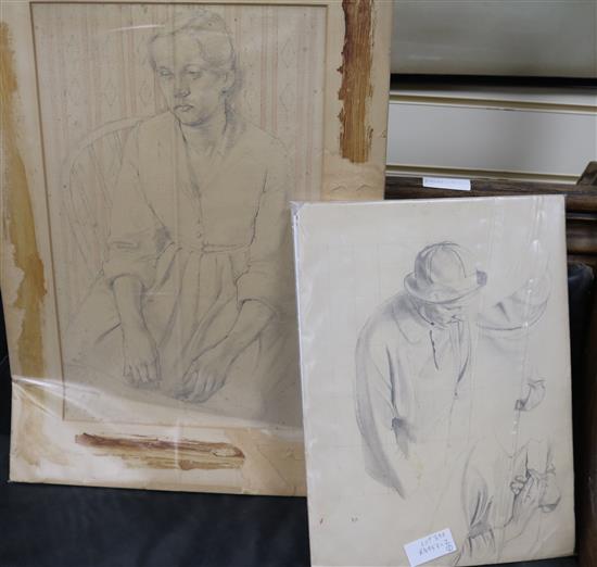 Norman Charles Blamey (1914-2000) Figure studies, Largest 15 x 11in, & 18 x 11in. unframed.